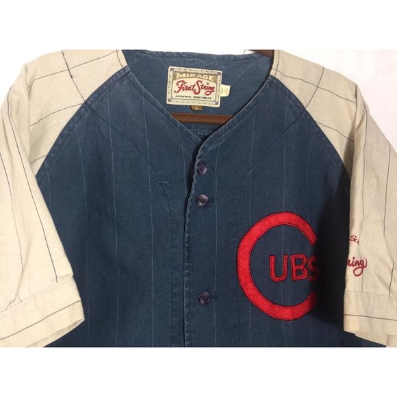 Retro Chicago Cubs Baseball Jersey Men's Blue Large Copperstown Collection - Picture 5 of 7